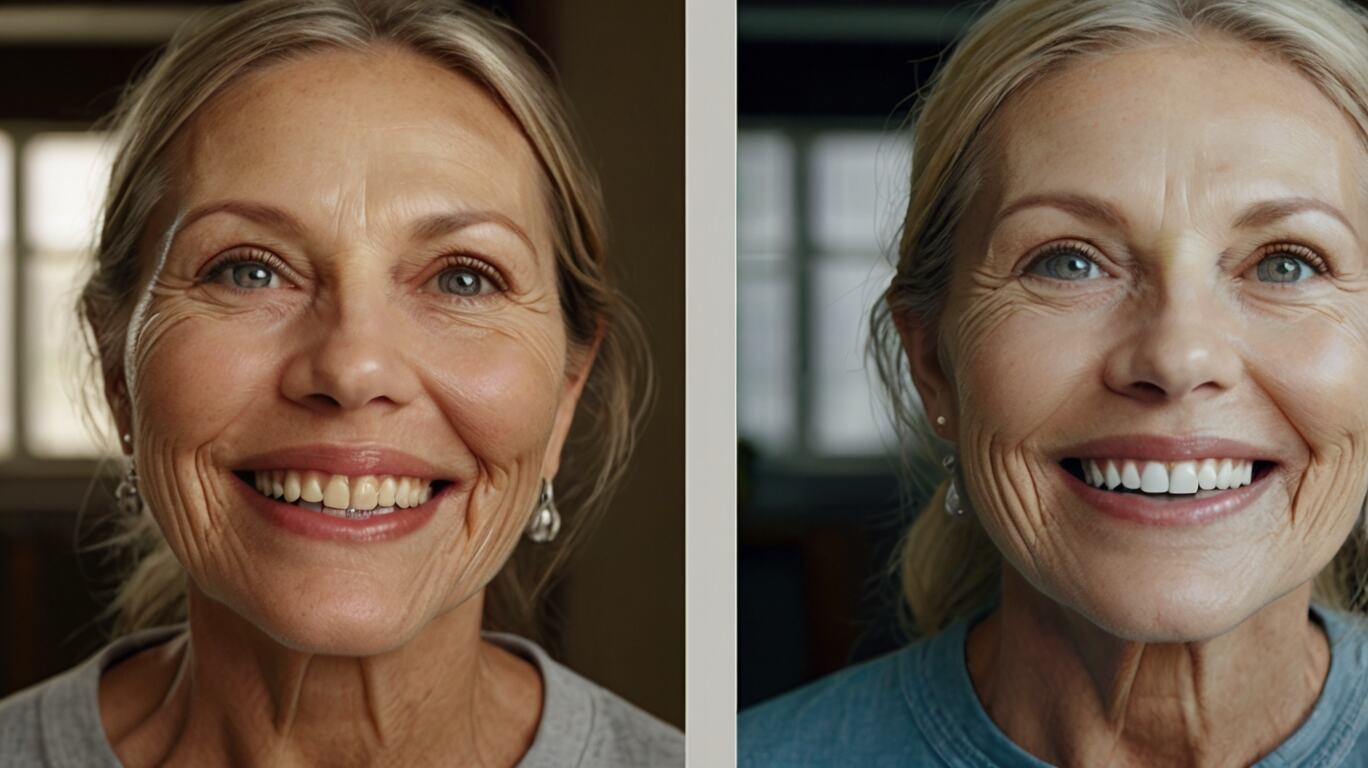 Before and after smile makeover using dental bonding for chipped and stained teeth